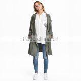 Hooded Parka Diagonal Zip Drawstring Waist Womens Long Warm Jackets thumbnail-2
