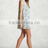OEM Wholesaler Womens Latest Design Summer Sleeveless Deep-V Hollow Printed Lady Dress thumbnail-2