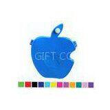 Silk Printed Silicone Coin Purse , Blue Apple Bited Zipper Bag thumbnail-1