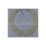 Handmade round pearl bead collar , Sweet Style with chain and lobster clips
