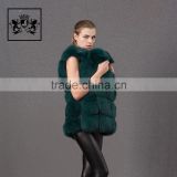 Women style warm coat fox fur knitted fox fur vest
