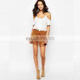 Mini Skirt Brown Tassels Chamois Leather Skirt thumbnail-6