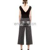 Womens Sexy Dress Crop Top and Check Long Pants Two Piece Set thumbnail-2