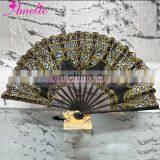 Lolita Style Black With Metallic Gold Lace Battenburg Lace Fan Wedding Accessories Party Favors Gifts thumbnail-1