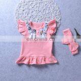 New Fashion Baby Girl Clothing Sets 100% Cotton Ruffle Aeolian Bells Printed Pink Kids Girl Boutique Outfits thumbnail-3