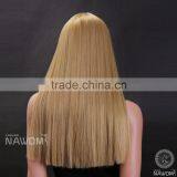 Golden Long Straight Hair Neat Bang Wigs thumbnail-3