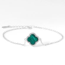 S925 sterling silver four-leaf clover bracelet women's agate zircon bracelet simple style jewelry