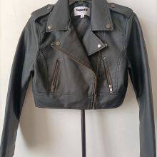 Spring/Autumn Women's Washed Eco Leather Motorcycle Biker Jacket thumbnail-1