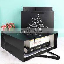 Factory Custom Printed Matte Black White Luxury Gift Garment Clothing Paper Shopping Bags With Ribbon Handle