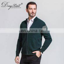 Men's Casual Merino Wool Cardigan Sweater Long Sleeve Jacquard Knitted Jacket With Crew Neck and Zipper Winter Season Wear thumbnail-3