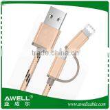 High Quality Data and Charging 2 in 1 TPE Copper Core 2.1A 1.0m Micro USB Cable for SAMSUNG HTC