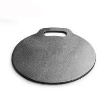 Factory Price Round Non-stick Camping Bbq Grill Roasting Pan Pre Seasoned Cast Iron Pizza Pan Griddle Plate With a Loop Handle