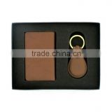 Wholesale leather wallet keychain gift set