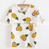 White Short Sleeve Fancy Custom Sublimation Pineapple Printing t Shirt Design thumbnail-4