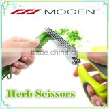 Chop Herbs with Anti-Slip Silicone Coated On The Handle Multi-Layer Herb Scissors