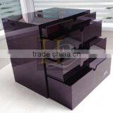 Top Quality Best Price Silk Print Logo Black Acrylic Make up Organizer With 4 Drawers Quality Choice thumbnail-1