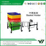 2015 Hot Sell Black Powder Shopping Basket Holder With 4 Wheels and Plastic Basket (YB-S001) thumbnail-1