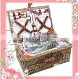 Natural Handmade Willow Picnic Basket With Fabric Liner thumbnail-1