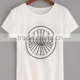 T-shirts latest fashion design women clothing White Wheel Eye Print T-shirt