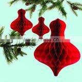 Vintage Christmas Red and White Paper Honeycomb Bauble Hanging Decoration thumbnail-3