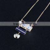 Exaggerated Necklace Jewelry 3 Square Linked Turquoise Handset Arts 2 Color Stone Pendant Necklaces thumbnail-3