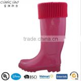 (CH-W128) Lady rubber boots with cartoon lining fashion shoe