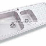 120x50 Double Bowl Stainless Steel Kitchen Sink (DE155) thumbnail-1