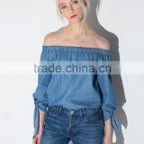 Women's Off The Shoulder Pleated Long Sleeve Loose Blouse thumbnail-2