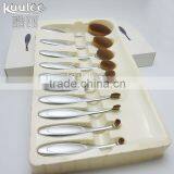 Professional Cosmetic Gold 10pcs Makeup Oval Brush Set With Retail Box thumbnail-2