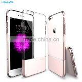Original USAMS Ease Series With Aluminium Transparent TPU Soft Back Cover Case For Iphone6 6S