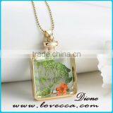 60cm Alloy Chain Dry Flower Inside Glass Terrarium Jewelry Necklace thumbnail-4