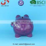 BSCI Audit Factory Simple Fashion Design Ceramic Glazed Pig Shape Coin Bank, Money Box thumbnail-4
