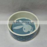 Blue Rabbit Ceramic Dog Bowl thumbnail-1