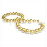Natural 9-10mm Golden South Sea Pearl Necklace With 14K Gold Clasp thumbnail-3