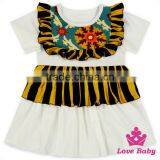 Soft Cotton Stitching Ruffle Baby Tops One Layers With Printed Fabric Short Sleeve Shirts thumbnail-6