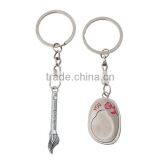 Couple Brush Pen & Inkstone Silver Tone Message "Love You" Carved Enamel Fuchsia Key Chains Key Rings thumbnail-1
