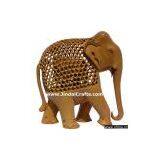 Hand Carved Elephants Figurine, India Art Work thumbnail-1