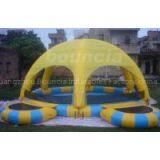 Orange Outdoor Inflatable Water Pool IP38 with Tent Cover and Trampoline