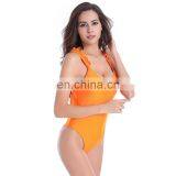 Ruffled Double Shoulders Large Women High Cut One Piece Plus Size Swimsuit thumbnail-3
