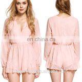 2016 Fashion Chiffon Lady Dresses /v Neck Casual Sexy Playsuit Wholesale Summer Jumpsuit Women thumbnail-1
