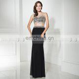 New Fashion Two-Piece Cap Sleeve Black Mermaid Crystal Beaded Evening Gowns Evening Dresses LX321 thumbnail-1