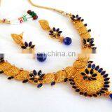 One Gram Gold Plated Pendant Set - Gold Plated Meenakari Pendant Set - Wholesale Gold Plated Pendant Set-Pakistani Pendant Set thumbnail-4