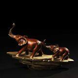 Bronze Elephant Family Statue Including Mother and Calf Elephant Sculpture thumbnail-2