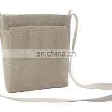 High Quality Bag Natural Color in Cotton Jute Fabric Buddha Inspired Sling Bag Indian Manufacturer thumbnail-5