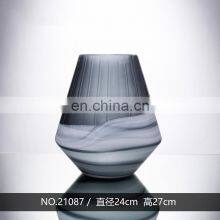 Glass Vase Grey Colored Wave Pattern Fashion Glass Flower Vase For Home Decoration thumbnail-2
