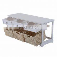 Indoor Wooden Long Storage Soft Bench With 3 Drawers thumbnail-3