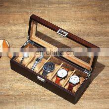 European Classical Top Glasses 5 Slots Solid Wood Watch Box thumbnail-2
