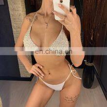 2022 New Designer Bikinis Woman Halter Neck Luxury Pearl Bathing Suits Swim Brief Bikini Women Swimwear thumbnail-3