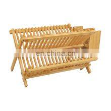 Eco-friendly Bamboo Wooden Dish Drying Rack Kitchen Dish Drainer Rack Holder Stand With Utensil Holder thumbnail-4
