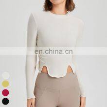 Wholesale Fashion Slim High Quality Running T-shirt Workout Wear Fitness Shirt Sports Tops Women Long Sleeve Yoga T Shirt thumbnail-4